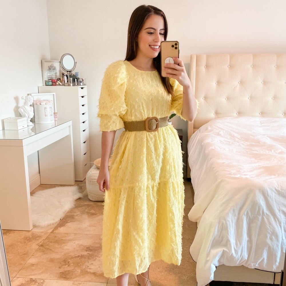 Cute Shein Midi Yellow Dress